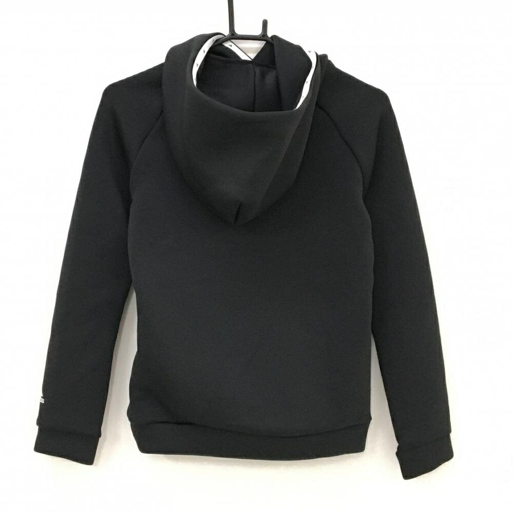 【超美品】アディダス パーカー 黒 ロゴ ダンボールニット レディース M ゴルフウェア adidas