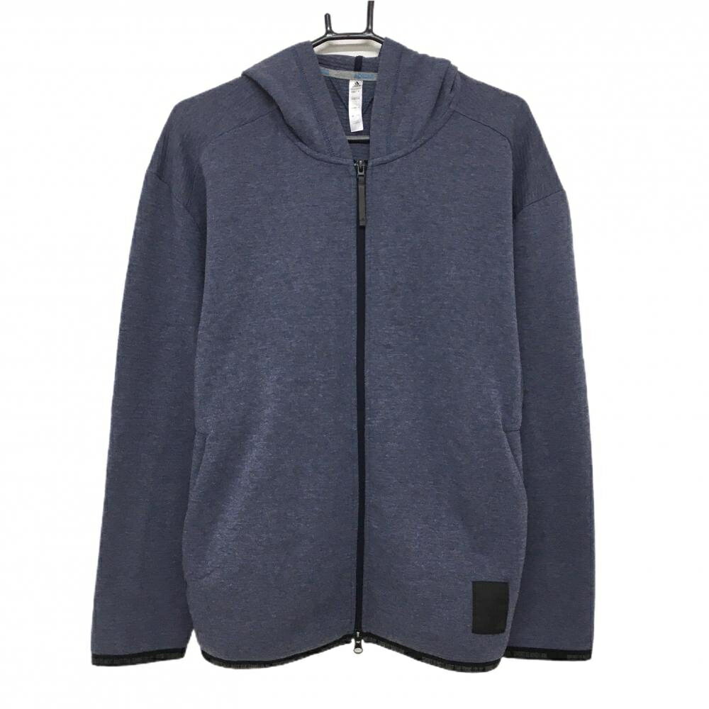 【美品】アディダス ジップパーカー 杢ネイビー×黒 ダブルジップ メンズ L ゴルフウェア adidas