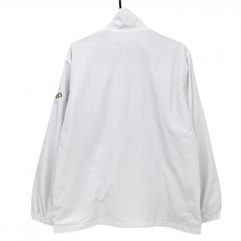 【美品】ミズノ ジャケット 白×ダークグレー ロゴゴールド 裏起毛 メンズ XL ゴルフウェア MIZUNO