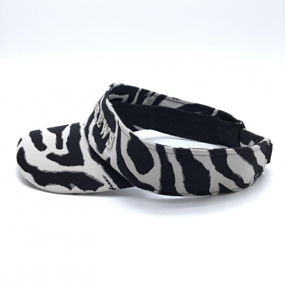 【超美品】セントアンドリュース サンバイザー 黒×ライトグレー ゼブラ柄 ロゴ刺しゅう ラメ糸 FR ゴルフウェア St ANDREWS