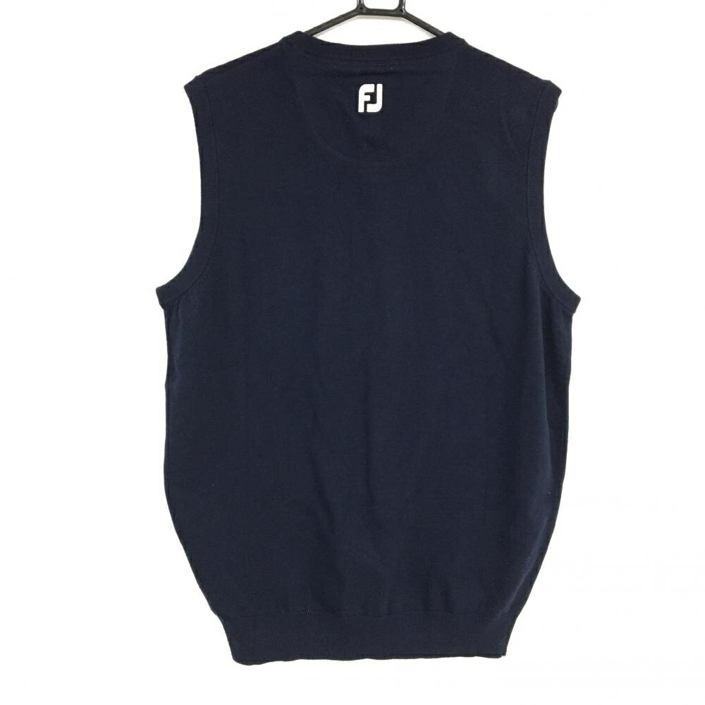 【新品】フットジョイ ニットベスト ネイビー ロゴ刺しゅう ウール混 メンズ 2XL ゴルフウェア 大きいサイズ FootJoy