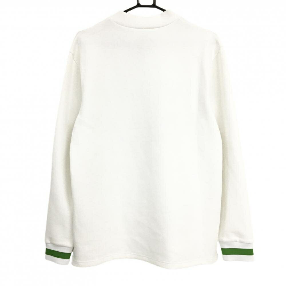 【超美品】パームスアンドコー ハイネックトレーナー 白×グリーン ダンボールニット 虹ワッペン メンズ XL ゴルフウェア PALMS&CO
