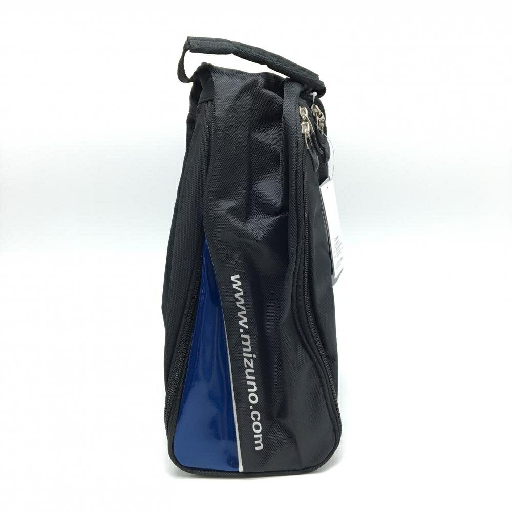 【新品】ミズノ シューズケース 黒×ブルー ロゴシルバー ゴルフ MIZUNO
