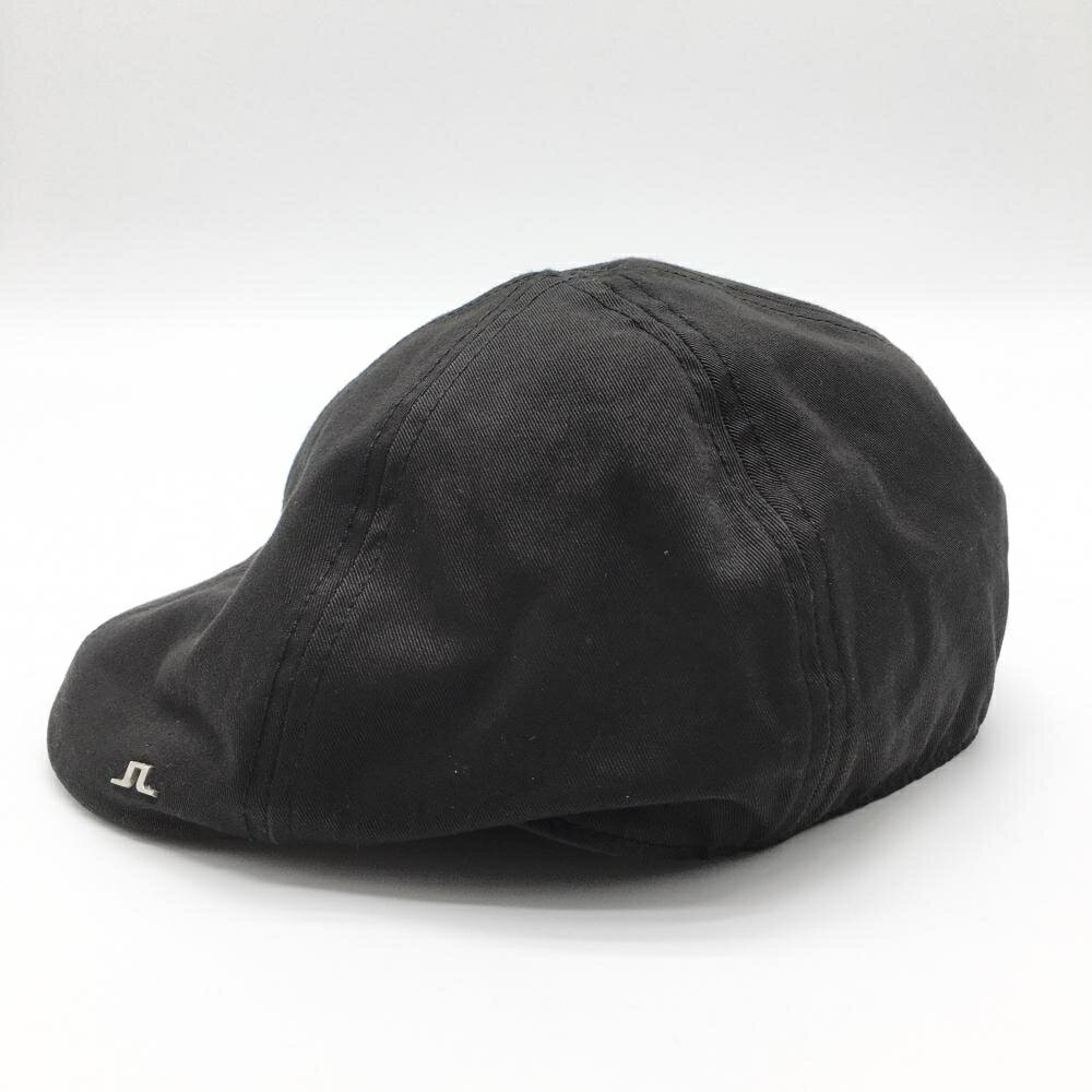 【美品】ヒールクリーク ハンチング帽 黒 裏地ロゴ総柄 額総柄 48 ゴルフウェア Heal Creek