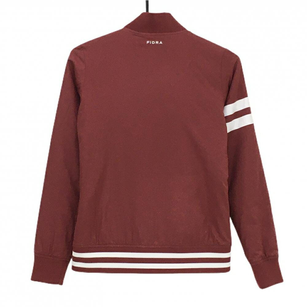 【美品】フィドラ 中綿ジャケット レッド×白 袖・裾ライン ロゴワッペン レディース S/P ゴルフウェア FIDRA