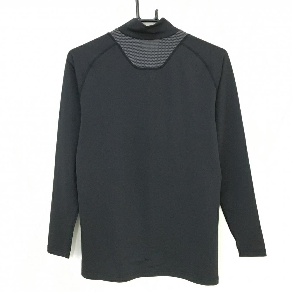 【美品】オークリー ハイネックインナーシャツ 黒×グレー 一部メッシュ ネックロゴ メンズ L ゴルフウェア Oakley