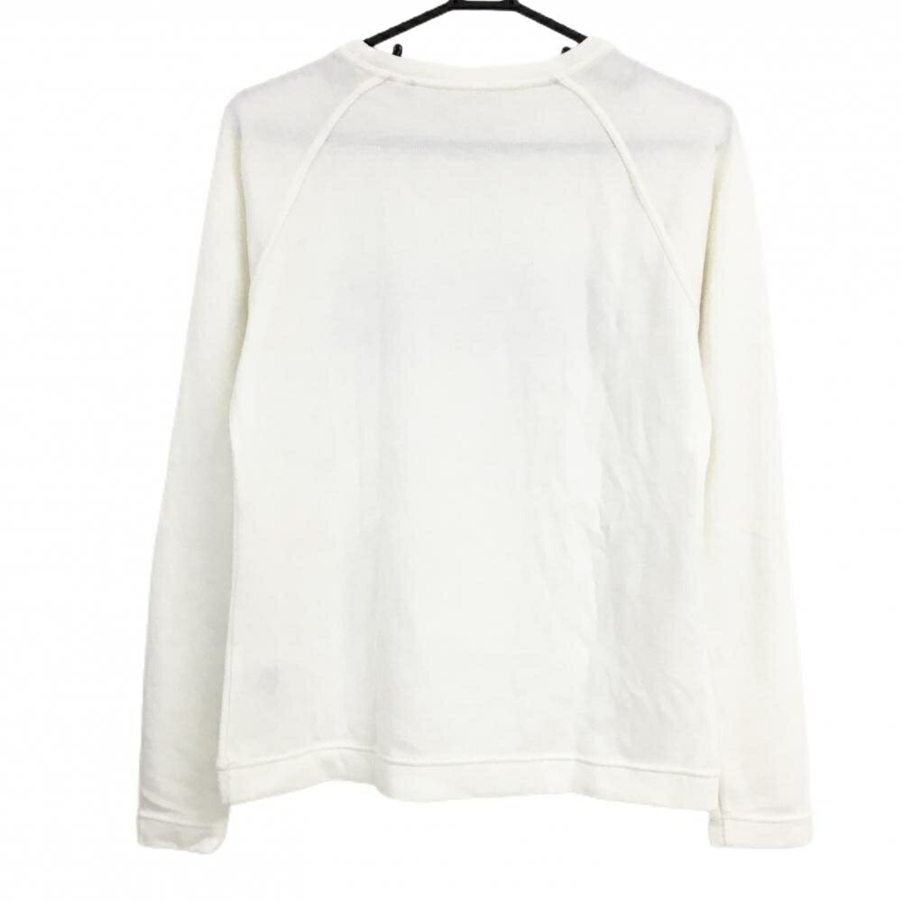 【美品】ヘンリークラブ 長袖シャツ 白×グレー フロントロゴ 起毛 レディース 42(XL) ゴルフウェア HENRY Club