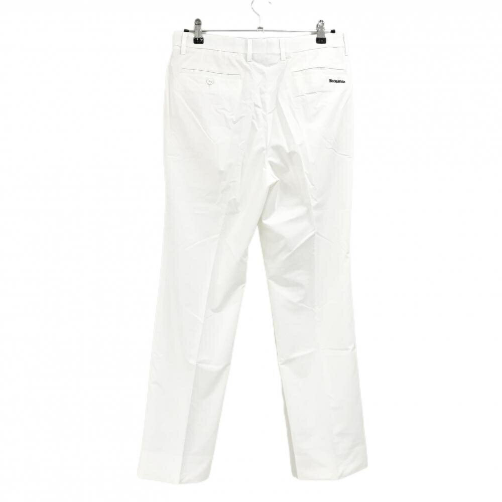 【超美品】ブラックアンドホワイト パンツ 白 地模様 ロゴ刺しゅう ストレッチ メンズ 85 ゴルフウェア Black＆White