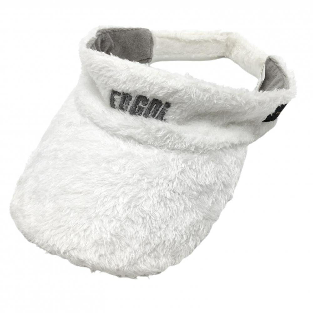 【ポイント10倍！楽天スーパーセール期間限定】【美品】エドウィン ボアサンバイザー 白×グレー ロゴ FREE ゴルフウェア EDWIN GOLF