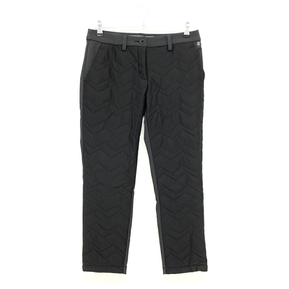 ADIDAS - 【美品】アディダス ナイロンパンツ 黒 前面キルティング ストレッチ 裏起毛 レディース XL ゴルフウェア adidas