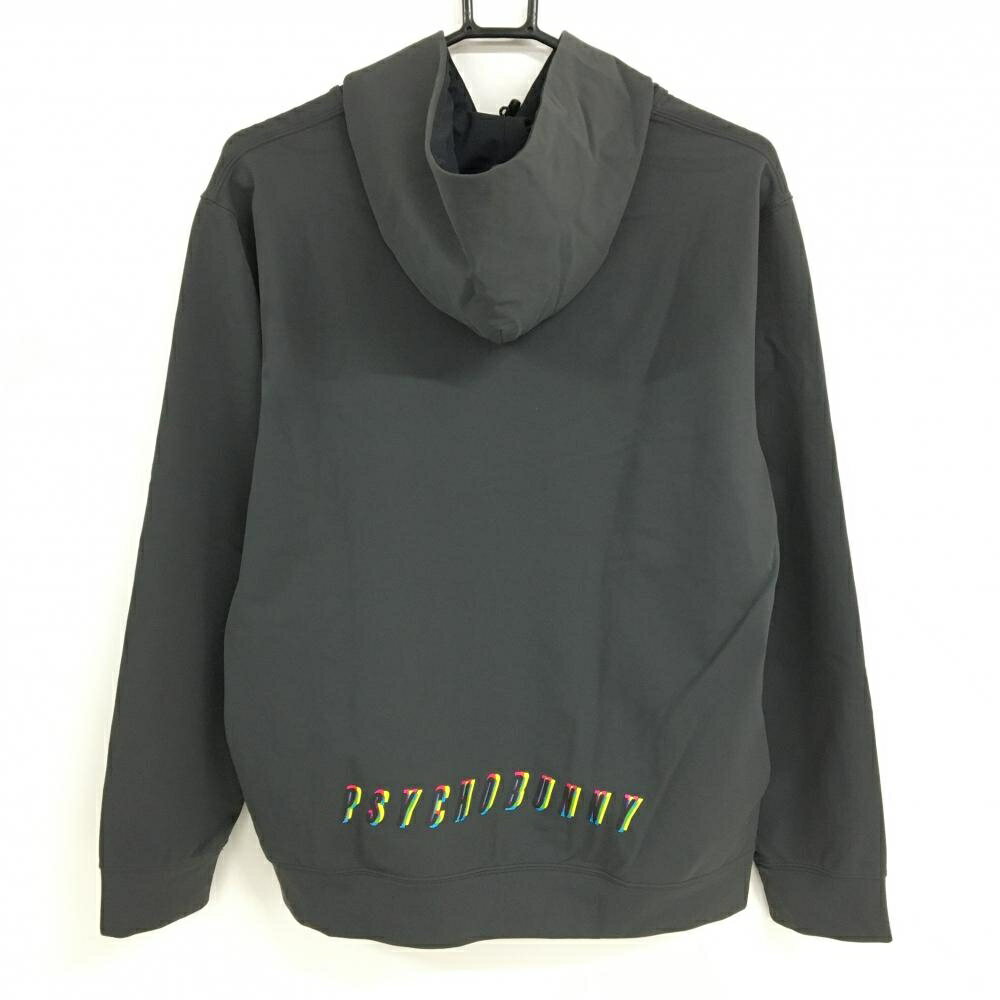 【超美品】サイコバニー パーカー グレー×マルチカラー スカルラビット ネックドローコード メンズ L ゴルフウェア Psycho Bunny