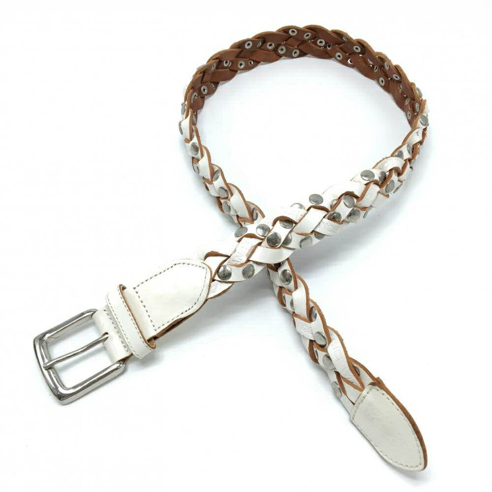 ダンスウィズドラゴン 編み込みベルト 白 スタッズ ロゴ メンズ ゴルフウェア Dance With Dragon