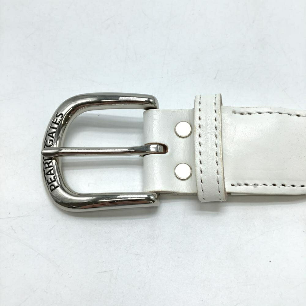 パーリーゲイツ 編み込みベルト 白×黒 ロゴ総柄 レディース ゴルフウェア PEARLY GATES