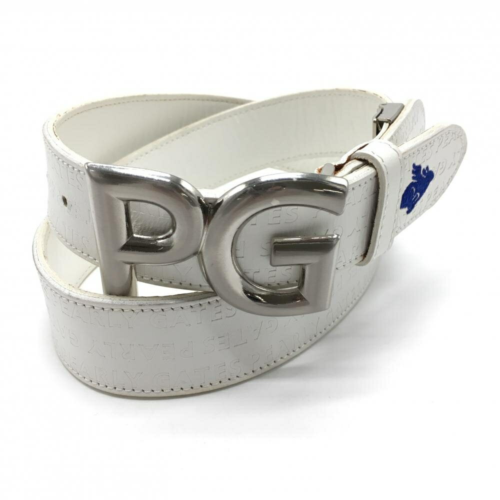 パーリーゲイツ トップ式ベルト 白 ロゴ型押し メンズ ゴルフウェア PEARLY GATES