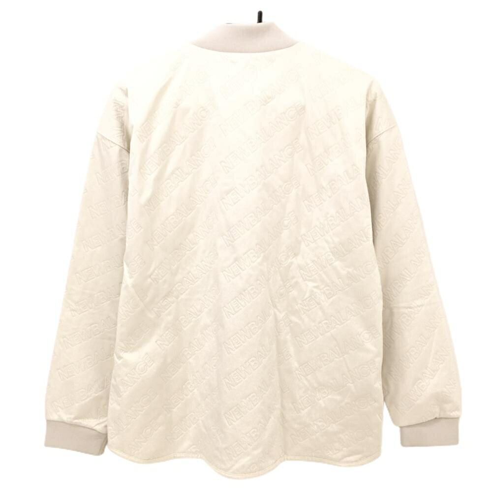 【超美品】ニューバランスゴルフ ハイネックトレーナー ベージュ 裏起毛 ロゴ総柄地模様 メンズ 4(M) ゴルフウェア New Balance