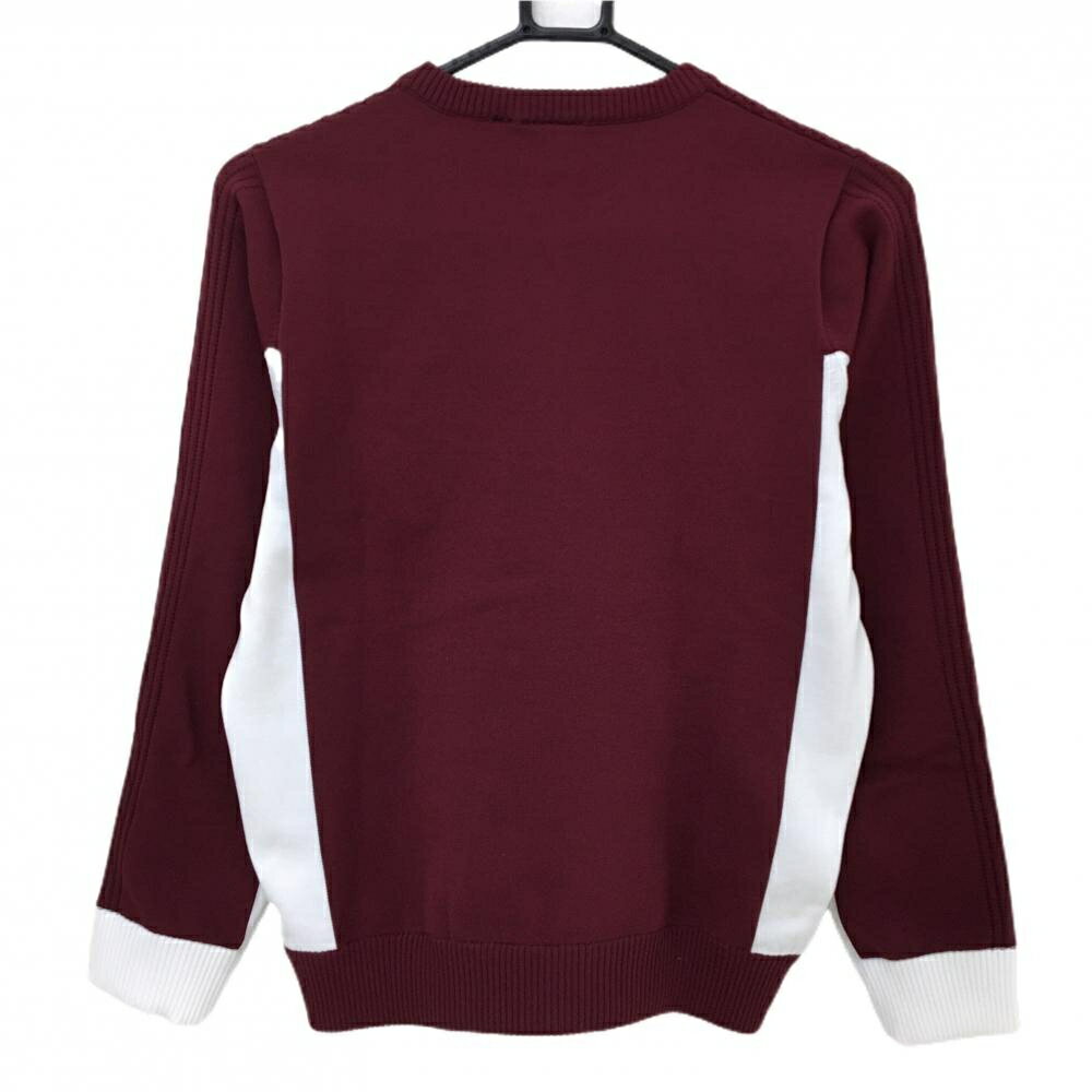 【美品】クランク セーター ボルドー×白 ロゴ刺しゅう ニット レディース M ゴルフウェア CLUNK