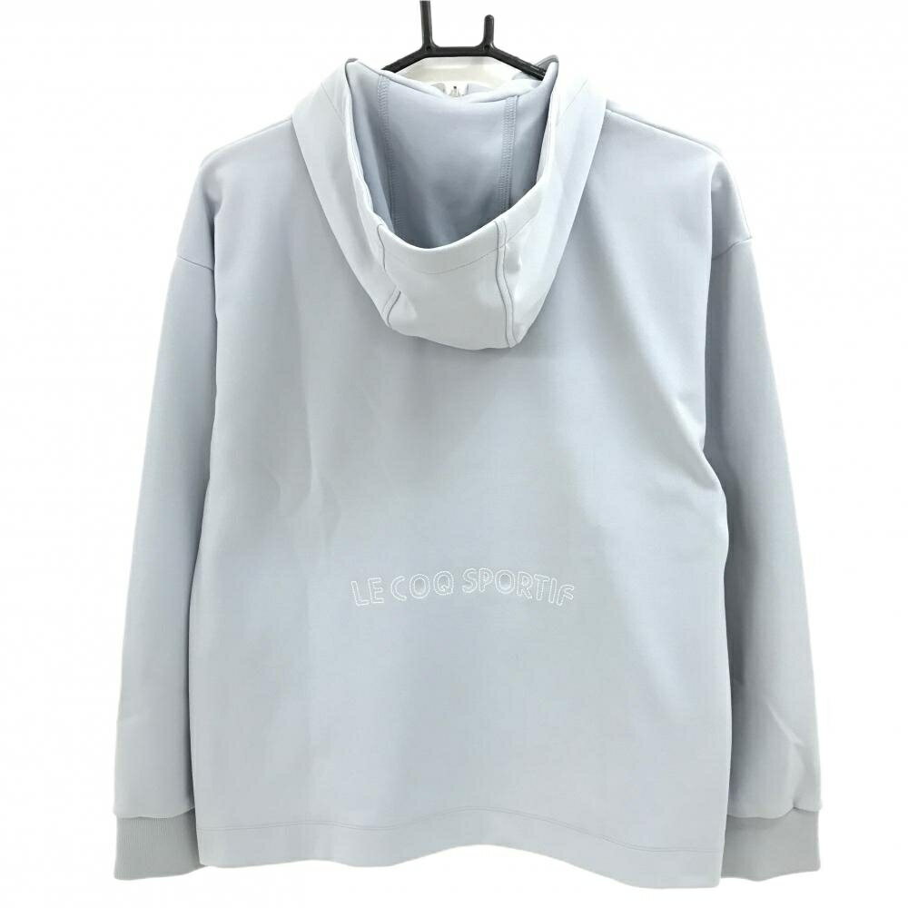 【美品】ルコックゴルフ パーカー ライトグレー×白 ハーフジップ 薄手 レディース L ゴルフウェア le coq sportif