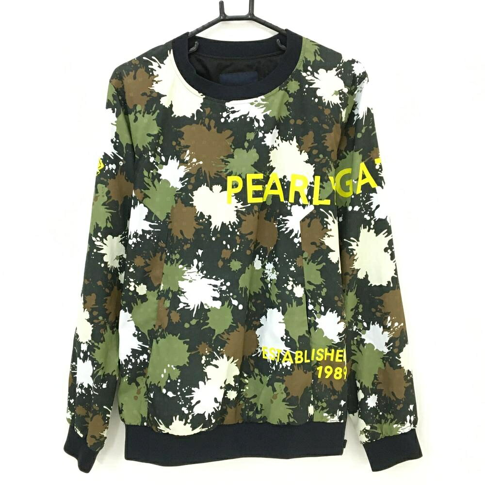 【美品】パーリーゲイツ スニード 黒×カーキ×ブラウン 総柄 蓄熱裏地 ブルゾン メンズ 5(L) ゴルフウェア PEARLY GATES