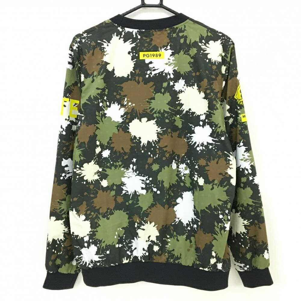 【美品】パーリーゲイツ スニード 黒×カーキ×ブラウン 総柄 蓄熱裏地 ブルゾン メンズ 5(L) ゴルフウェア PEARLY GATES
