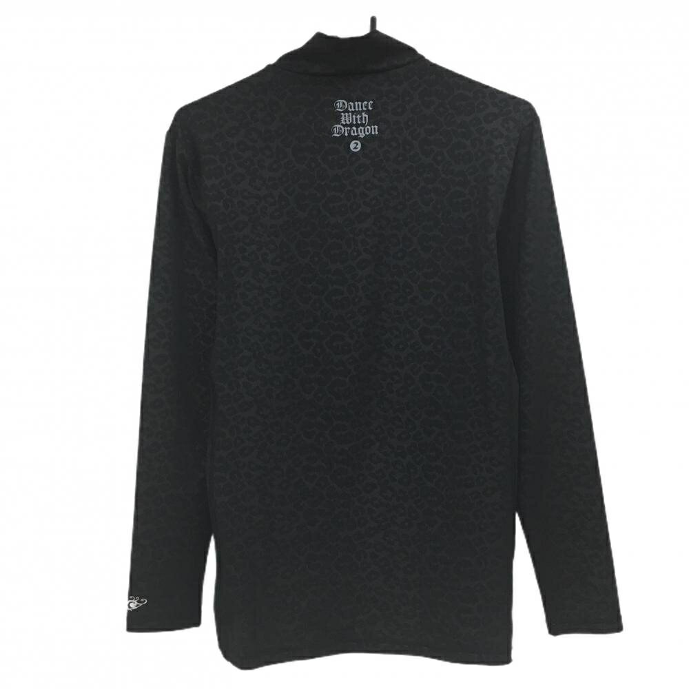 【美品】ダンスウィズドラゴン ハイネックインナーシャツ 黒 レオパード柄地模様 メンズ 2(M) ゴルフウェア Dance With Dragon