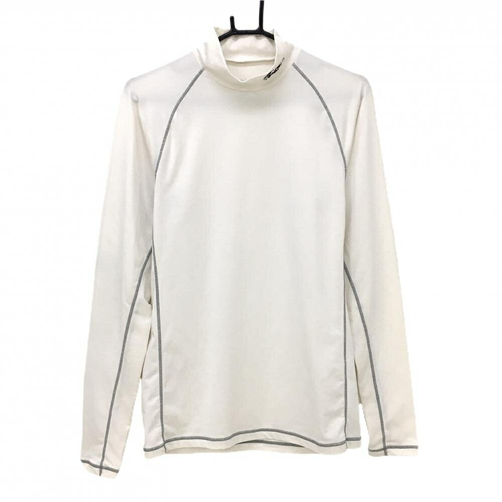 ダンスウィズドラゴン ハイネックインナーシャツ 白×グレー ステッチ 袖ロゴ黒 メンズ 2(M) ゴルフウェア Dance With Dragon