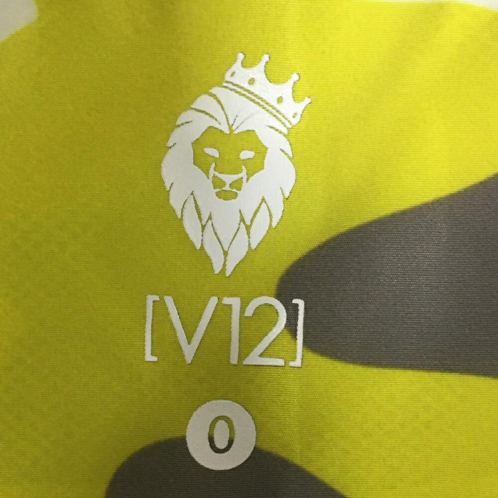 【美品】V12 ジップパーカー 白×黒×イエロー カモフラ柄 迷彩 メッシュ裏地 バックロゴ レディース 0(S) ゴルフウェア V12