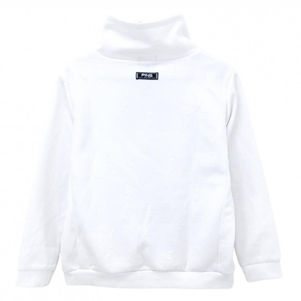 ピン ハイネックトレーナー 白 ロゴ総柄地模様 レディース M ゴルフウェア PING