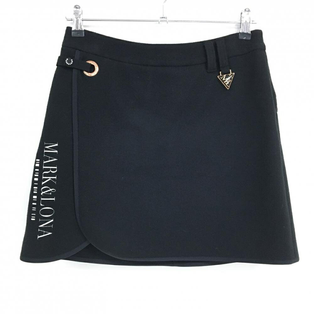 【超美品】マークアンドロナ スカート 黒 ロゴ刺しゅう 内側インナーパンツ レディース 40(L) ゴルフウェア MARK＆LONA