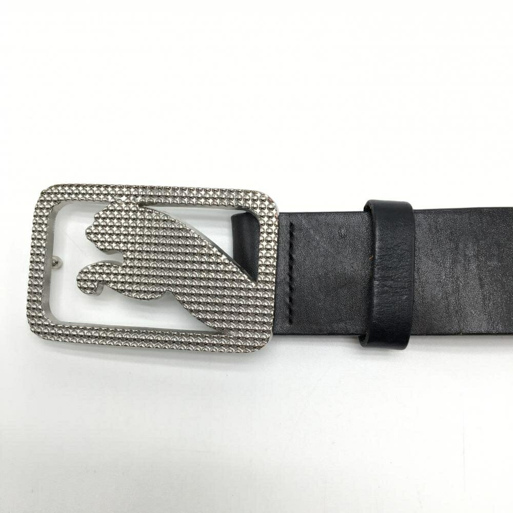 【美品】プーマ トップ式ベルト 黒 シルバーバックル 本革 レディース ゴルフウェア PUMA