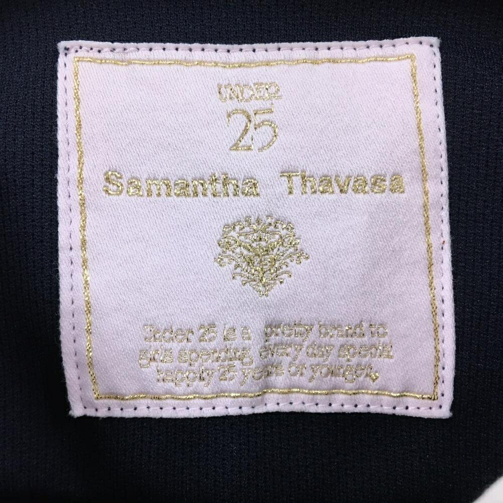 サマンサタバサUNDER25 長袖ポロシャツ ネイビー×白 バックロゴ レディース M ゴルフウェア Samantha Thavasa