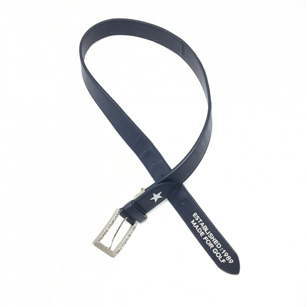 【美品】パーリーゲイツ ベルト ネイビー×シルバー シリコンロゴ ベルト穴裏跡あり レディース ゴルフウェア PEARLY GATES