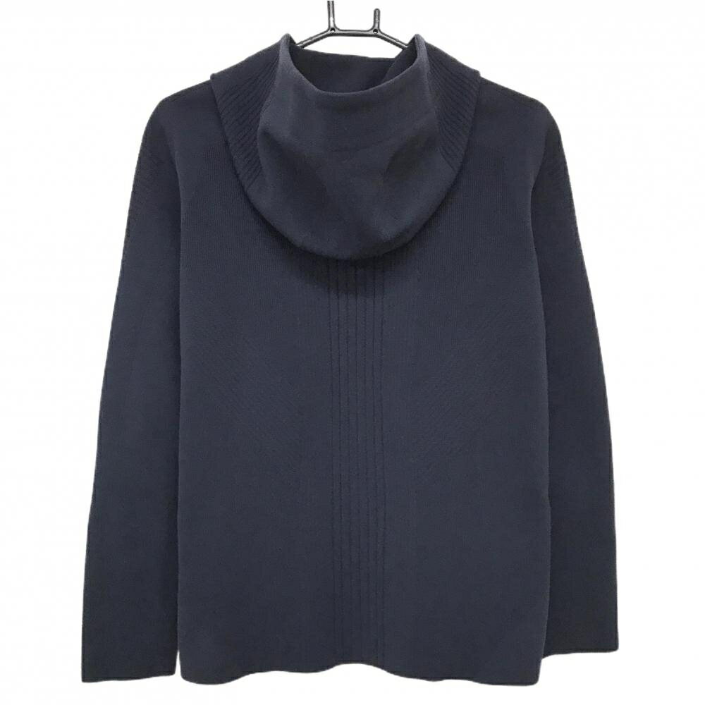 【美品】デサント ニットジップパーカー ネイビー 袖・背面凹凸編み ALLTERRAIN ジャケット メンズ SS ゴルフウェア DESCENTE