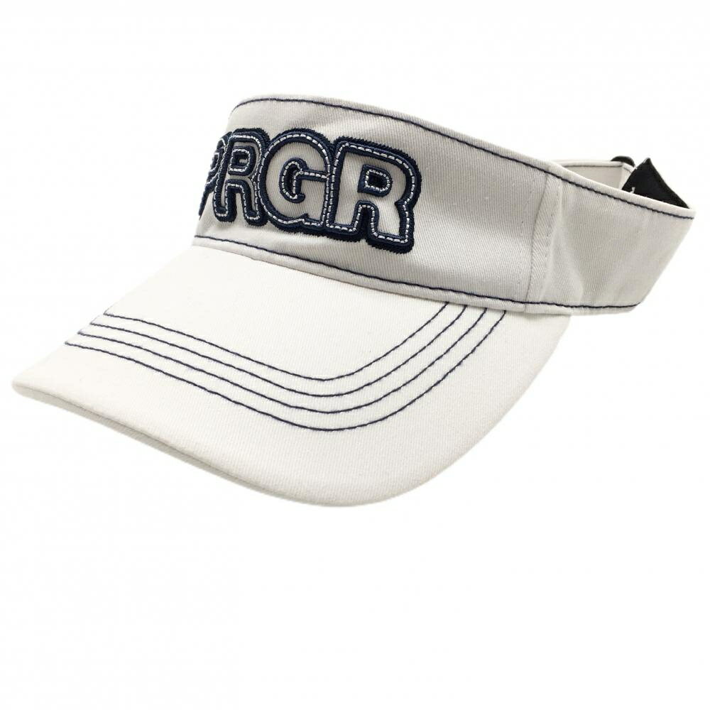 【超美品】プロギアゴルフ サンバイザー 白×ネイビー 立体ロゴ フリーサイズ(約56～60cm) ゴルフウェア PGPR GOLF