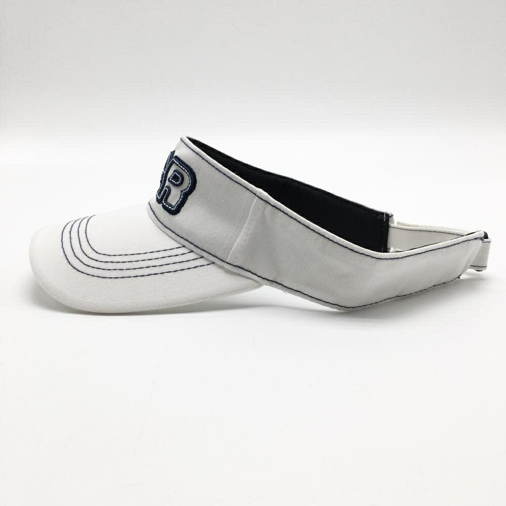 【超美品】プロギアゴルフ サンバイザー 白×ネイビー 立体ロゴ フリーサイズ(約56～60cm) ゴルフウェア PGPR GOLF