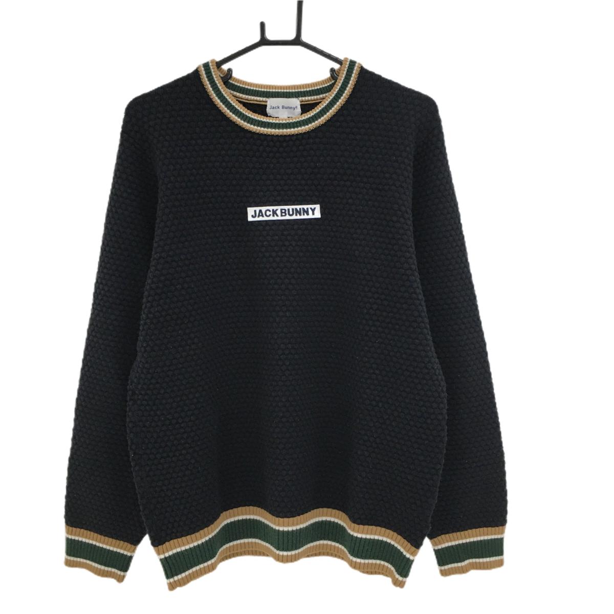 Other - 【美品】ジャックバニー セーター 黒×ブラウン×ダークグリーン 凹凸編み ニット メンズ 6(XL) ゴルフウェア Jack Bunny