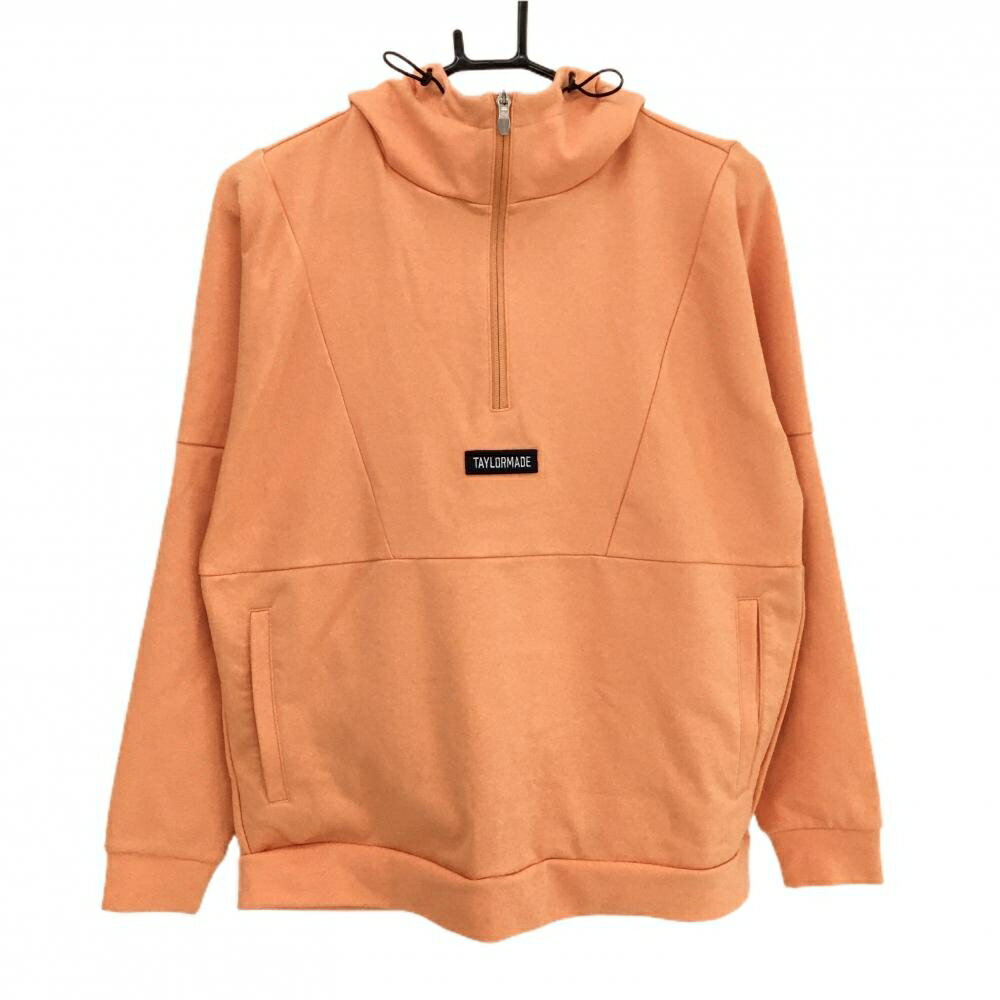 【美品】テーラーメイド パーカー オレンジ系 ハーフジップ 胸ロゴ メンズ M ゴルフウェア TaylorMade