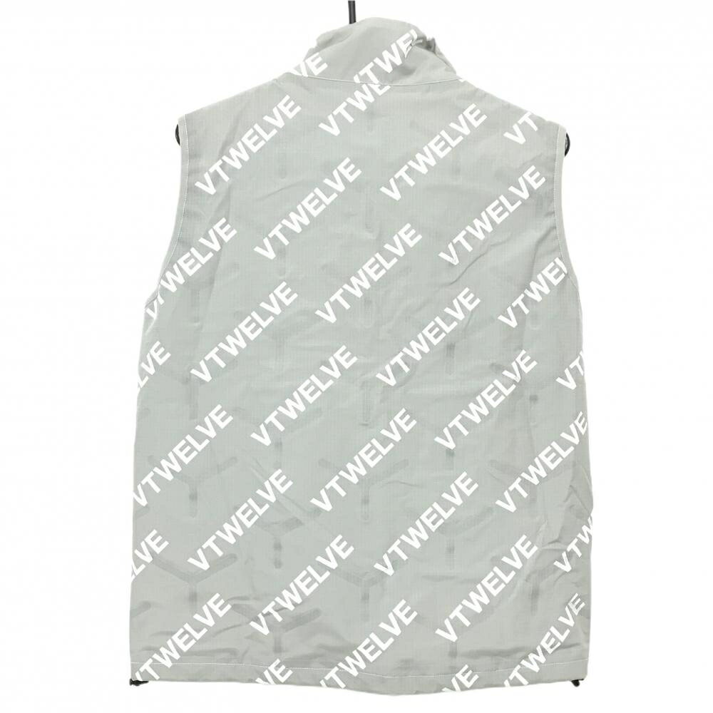 【超美品】V12 アウターベスト グレー×白 斜めロゴ総柄 エアーポンプシステム搭載 蓄熱・保温効果 レディース 1(M) ゴルフウェア V12