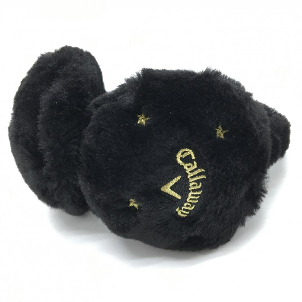 【超美品】キャロウェイ イヤーマフ 黒×ゴールド ファー 星刺しゅう 耳当て ゴルフ...