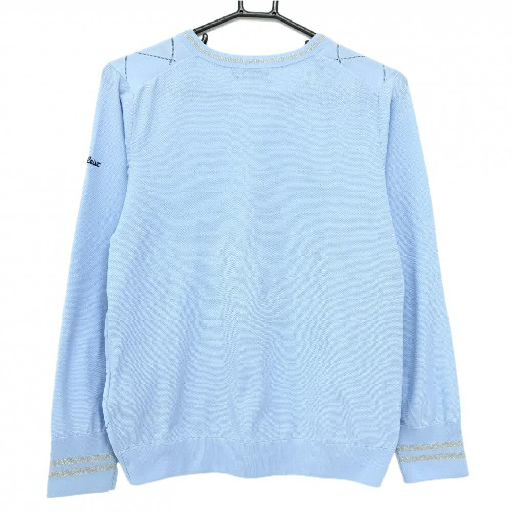 【超美品】タイトリスト セーター ライトブルー 前身頃透かし編み Vネック ニット レディース LL ゴルフウェア TITLEIST