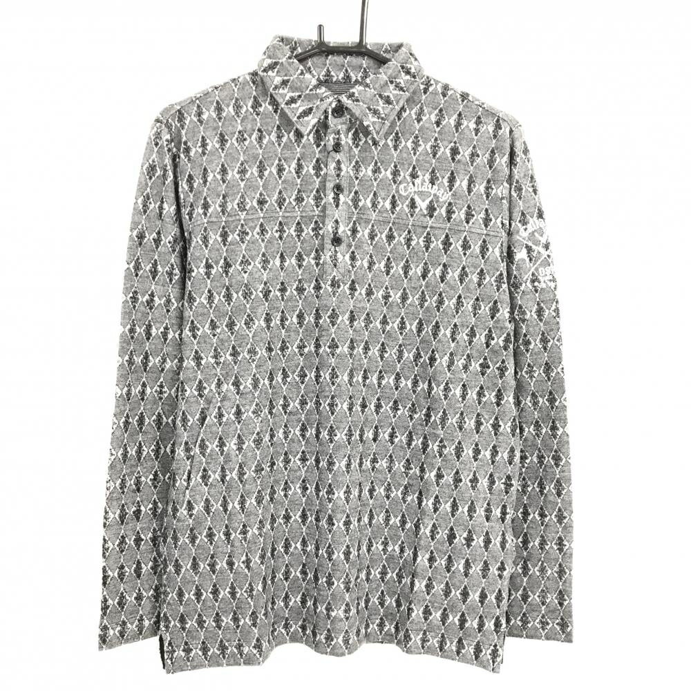 【ポイント10倍！楽天スーパーセール期間限定】【新品】キャロウェイ 長袖ポロシャツ 黒 ダイヤ柄 表微起毛 WARM メンズ M ゴルフウェア Callaway