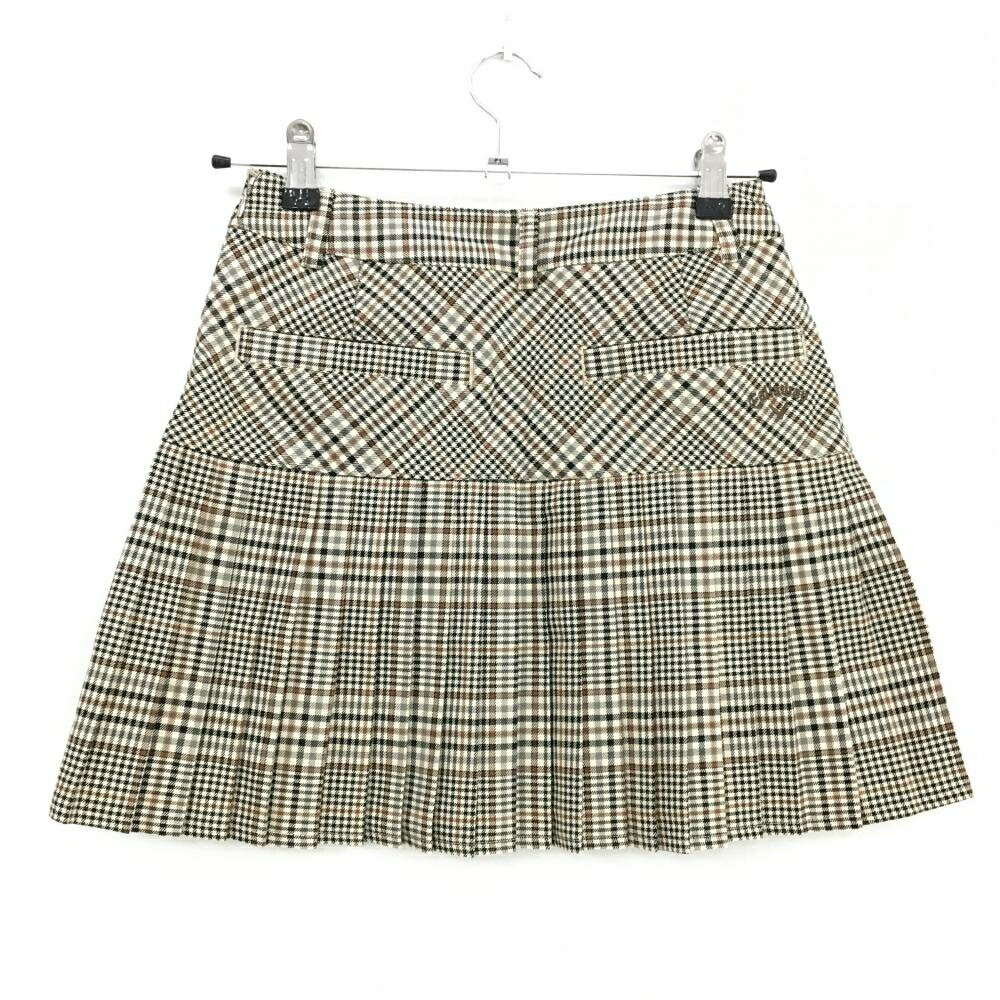 【超美品】キャロウェイ プリーツスカート ベージュ×ブラウン×黒 チェック レディース SS ゴルフウェア 2024年モデル Callaway