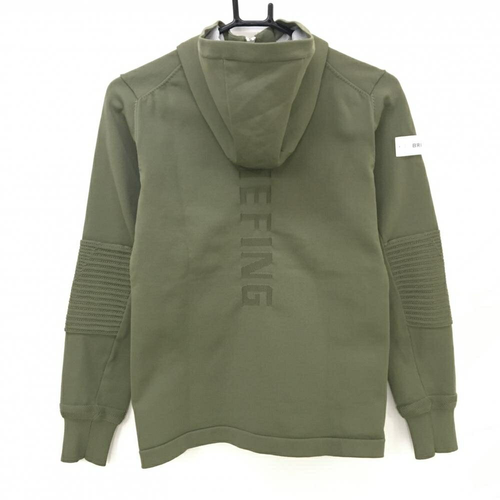【超美品】ブリーフィング ニットジップパーカー カーキ バックロゴ フードメッシュ裏地 レディース S ゴルフウェア BRIEFING
