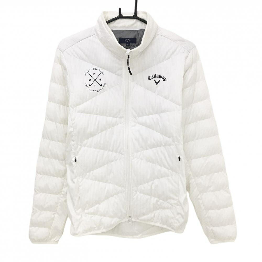 【超美品】キャロウェイ 中綿ジャケット 白×ライトグレー ストライプ メンズ M ゴルフウェア Callaway