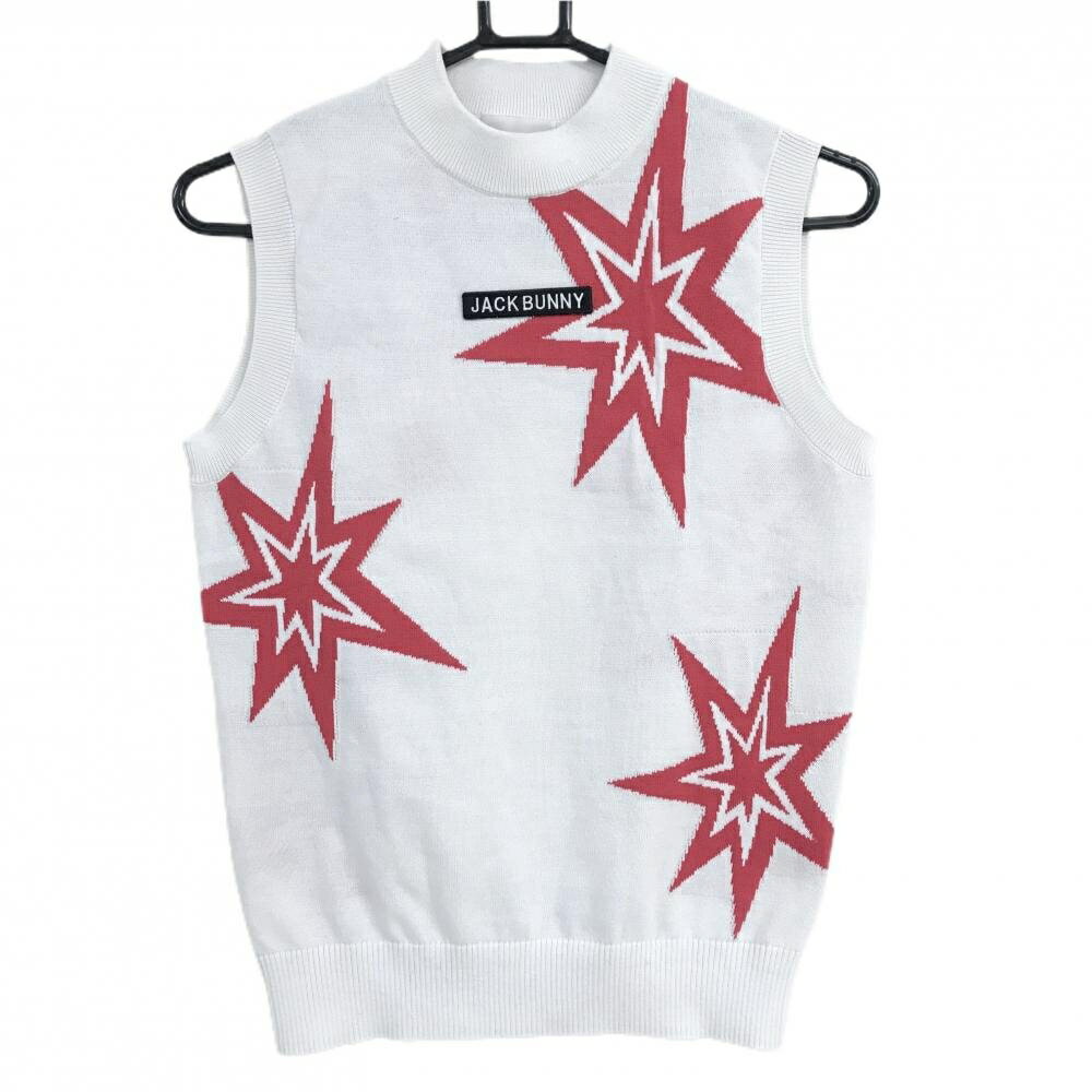 【超美品】ジャックバニー ハイネックベスト 白×レッド 星柄 レディース 1(M) ゴル...