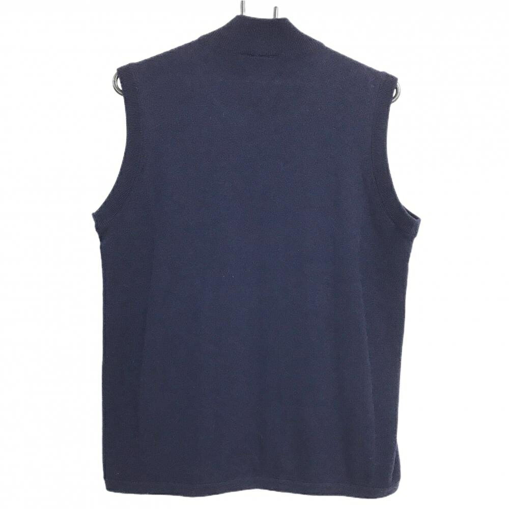 カッパ 異素材アウターベスト ネイビー ロゴプリント 前身頃中綿 背面ニット ウール混 メンズ L ゴルフウェア Kappa