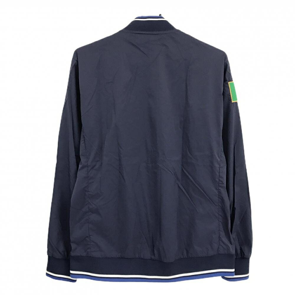 【美品】カッパ ナイロンジャケット ネイビー×白 ロゴ刺しゅう メンズ L ゴルフウェア Kappa