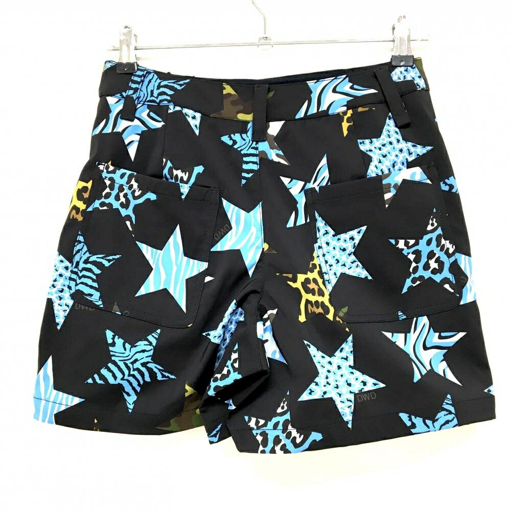 【新品】ダンスウィズドラゴン キュロットスカート 黒×ライトブルー 星総柄 裏起毛 レディース 1(S) ゴルフウェア Dance With Dragon