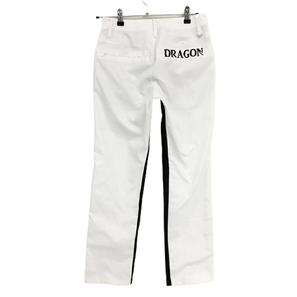 【美品】ダンスウィズドラゴン パンツ 白 内腿切替 ストレッチ レディース 3(L) ゴルフウェア Dance With Dragon