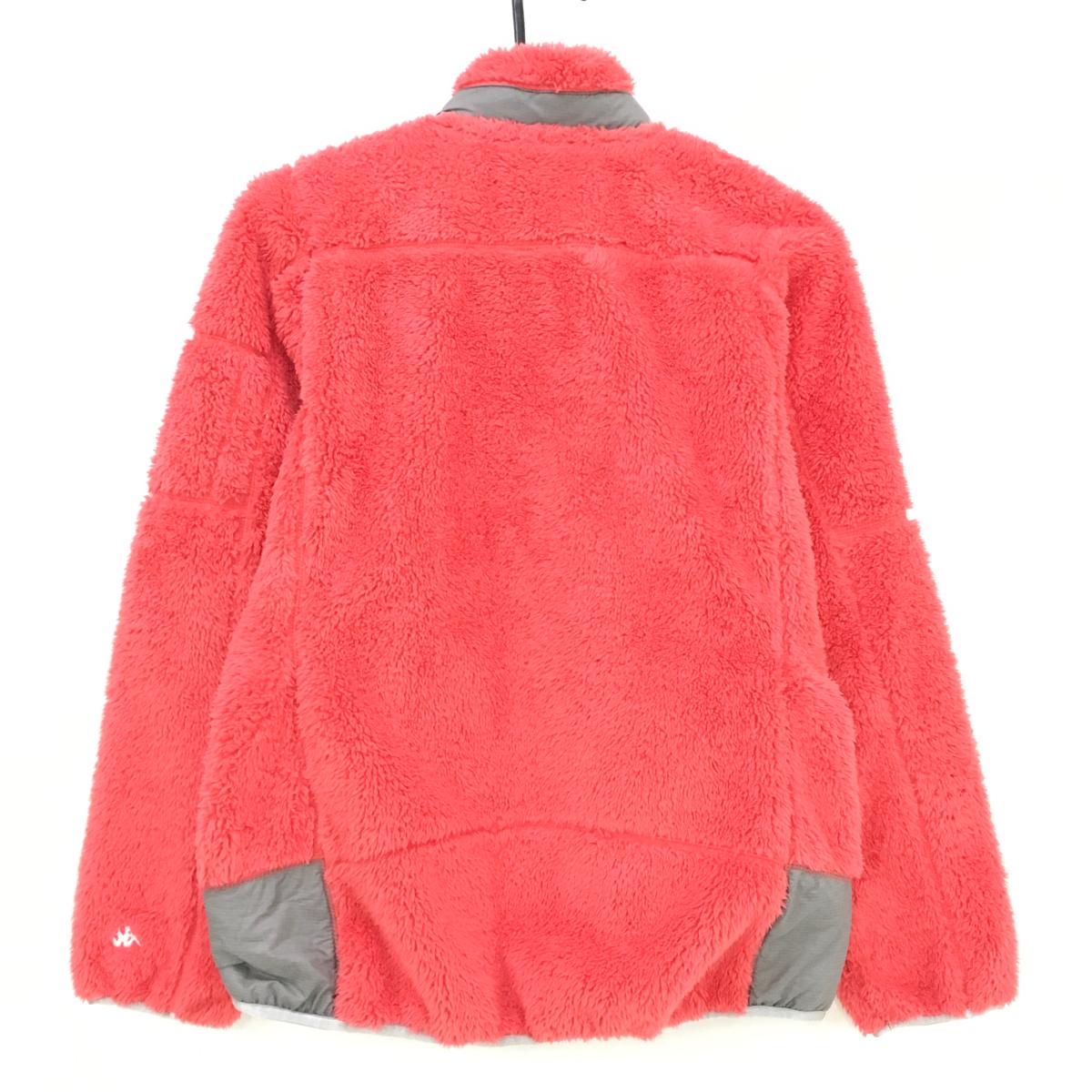 【美品】カッパ 切替ジャケット レッド系×グレー ボア 袖口ロゴ刺しゅう レディース L ゴルフウェア Kappa