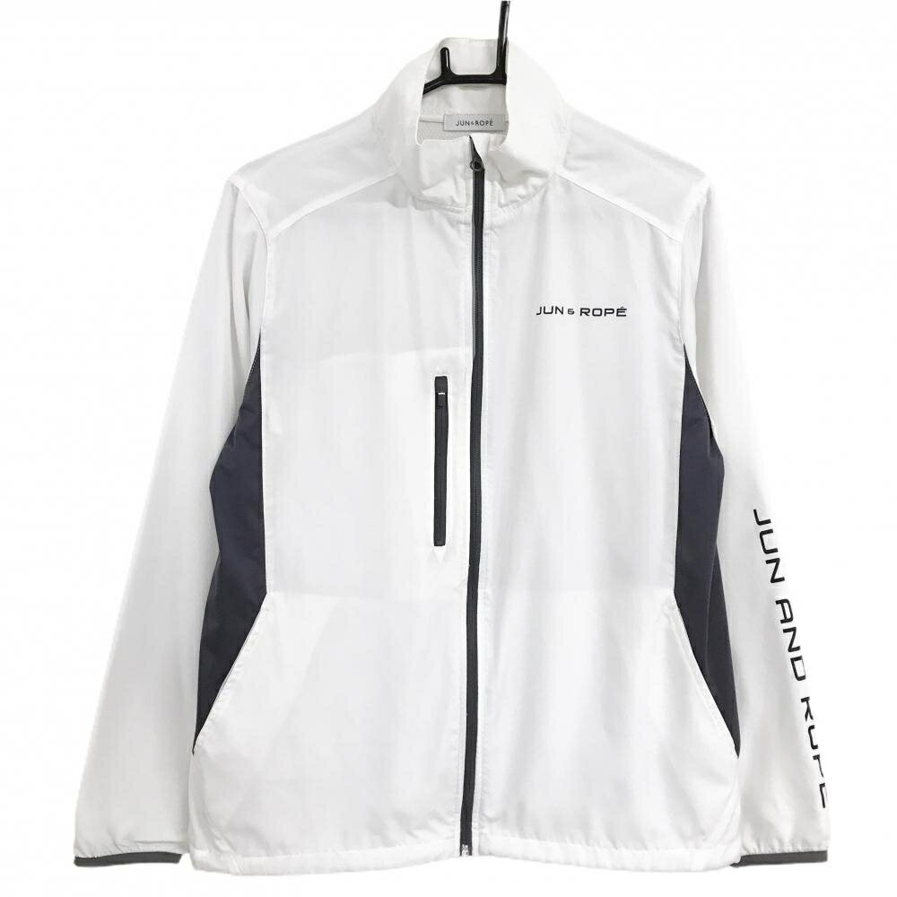 ジュンアンドロペ ジャケット 白×ダークグレー サイド切替 裏地メッシュ メンズ M ゴルフウェア JUN＆ROPE